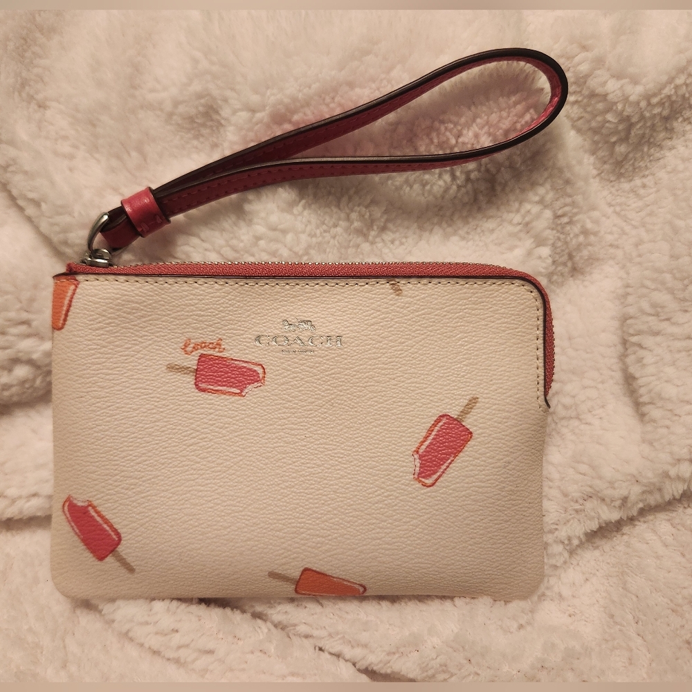 Coach Popsicle Print Corner Zip Wristlet NWOT